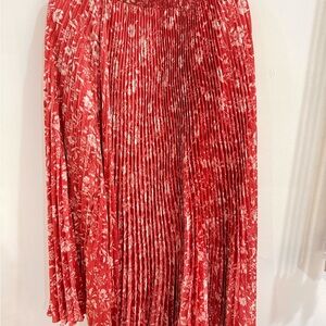 Floral Pleated Red Skirt